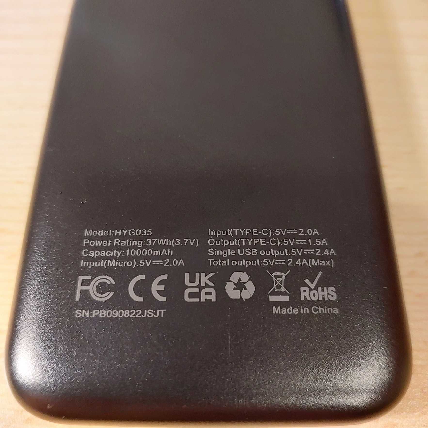 Повербанк 10000mAh 37Wh 5V 2.4A 1 x Type C 1 x Type A 2 x USB