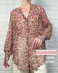 Новая шелковая блуза Monsoon, блуза натуральный шелк-шифон, креп-шелк