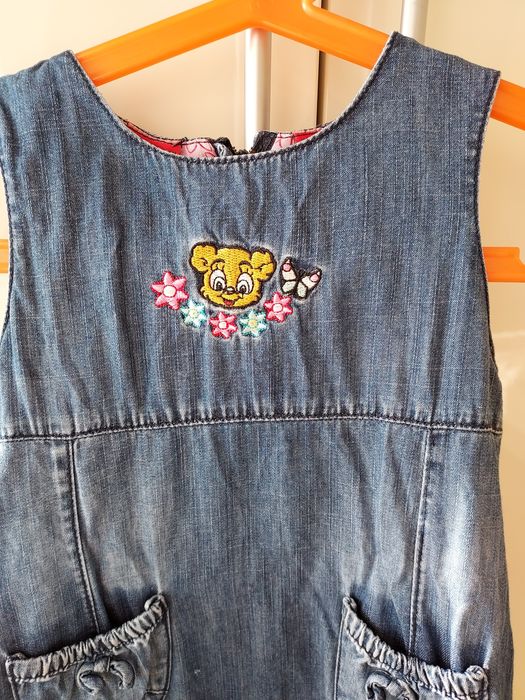 Lindex 98 sukienka stan BDB jeansowa misiu