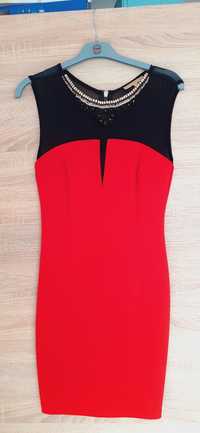 Czerwona sukienka mini S/M, elegancka sukienka wieczorowa, ołówkowa
