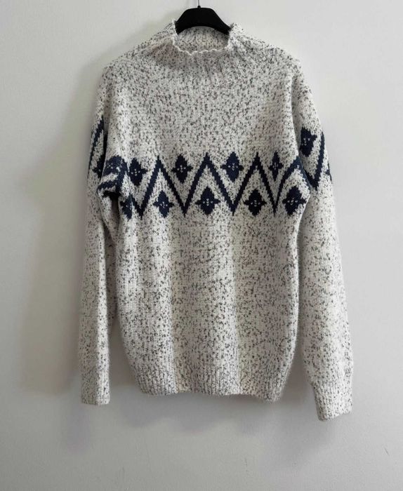 Camisola matizada (creme e Azul)