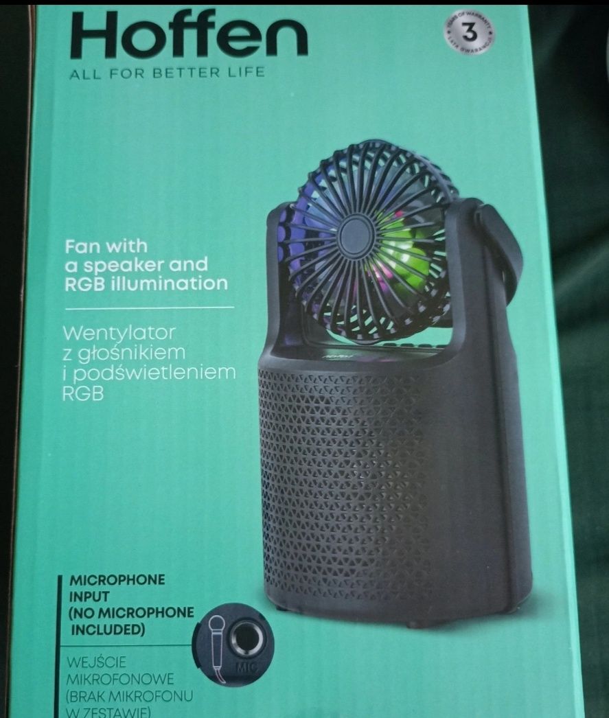 Wentylator z głośnikiem Bluetooth i podświetleniem RGB
