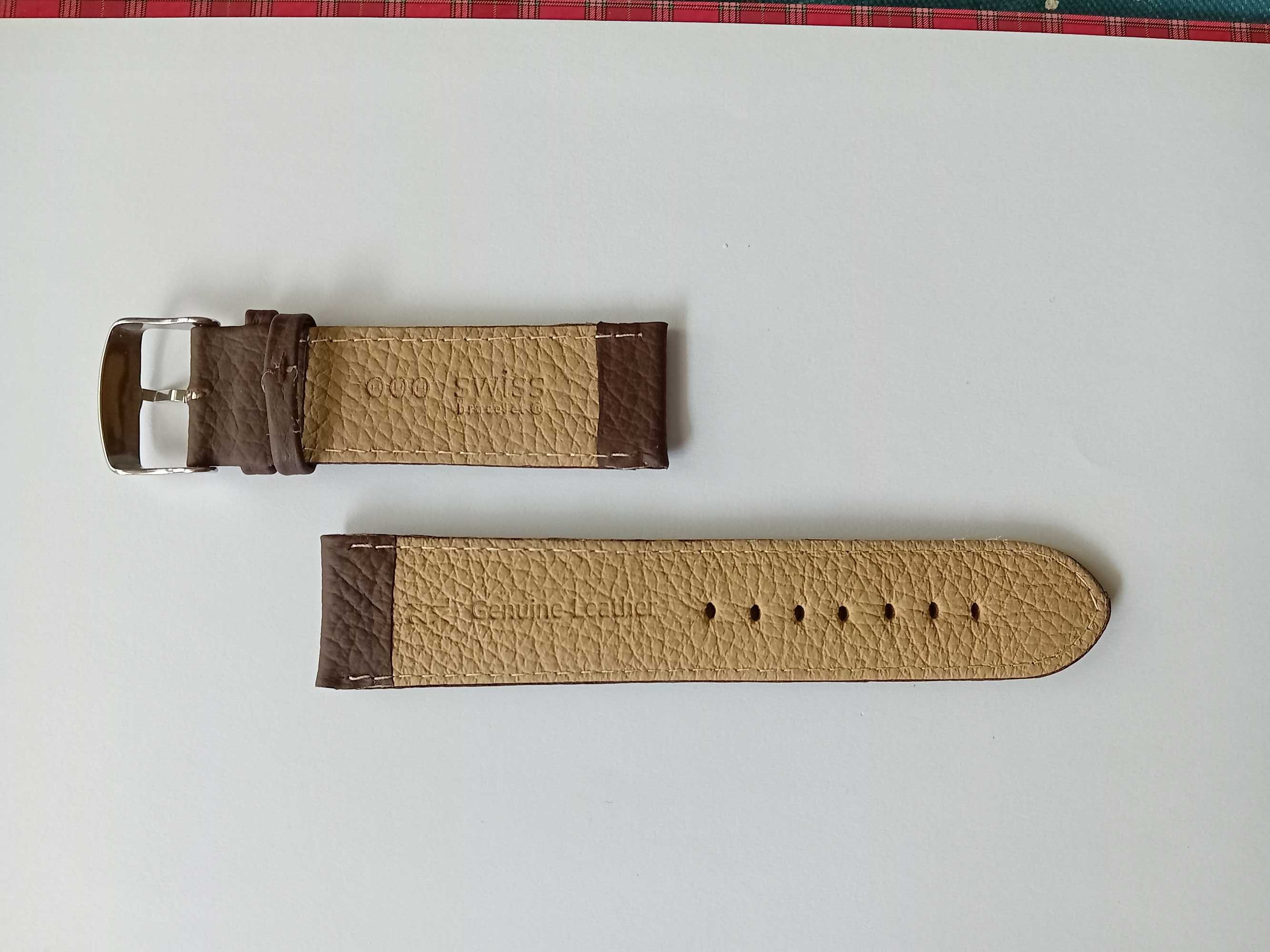 Pasek do zegarka skórzany 24 mm XL brązowy.