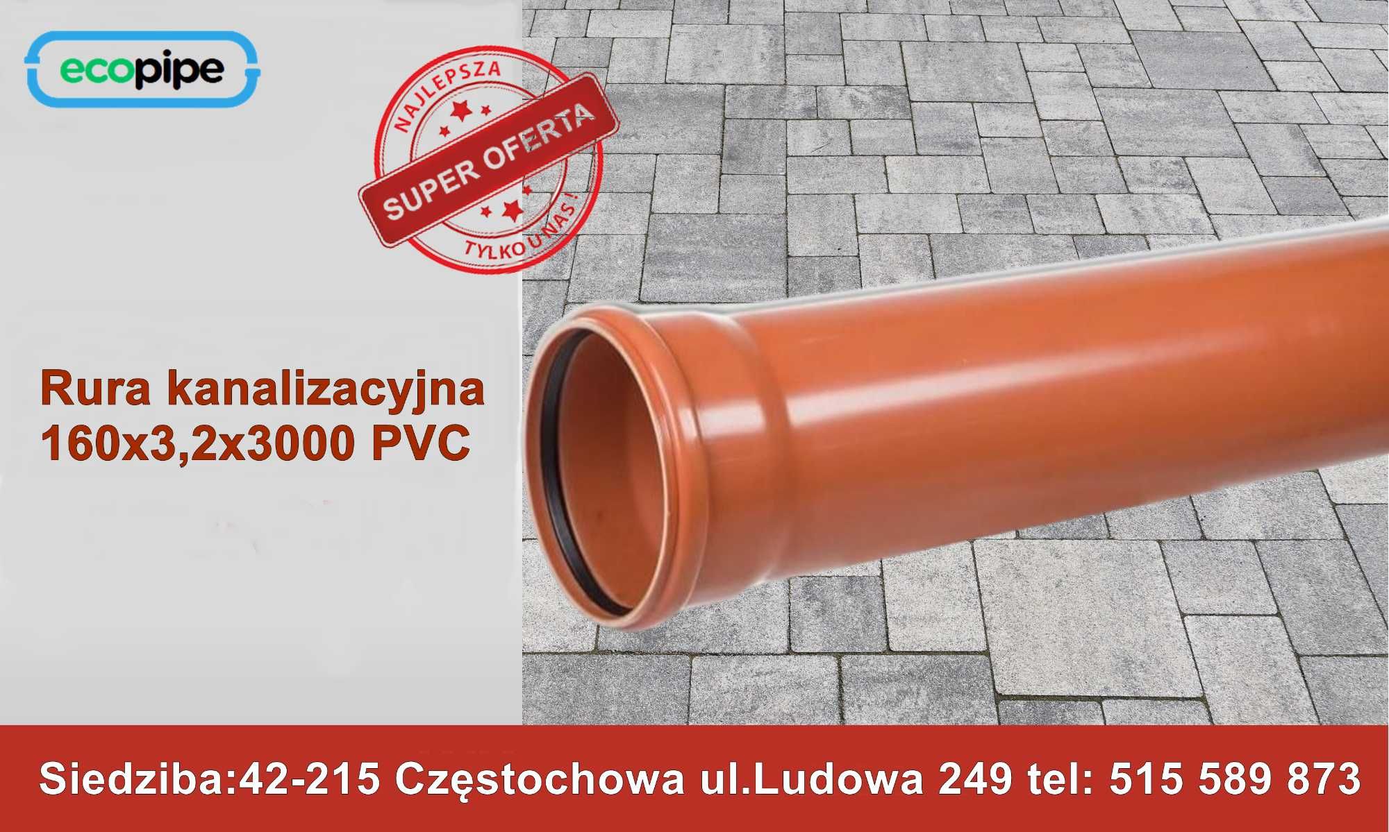 Rura kanalizacyjna zewnętrzna fi160x3.2x3000 PVC