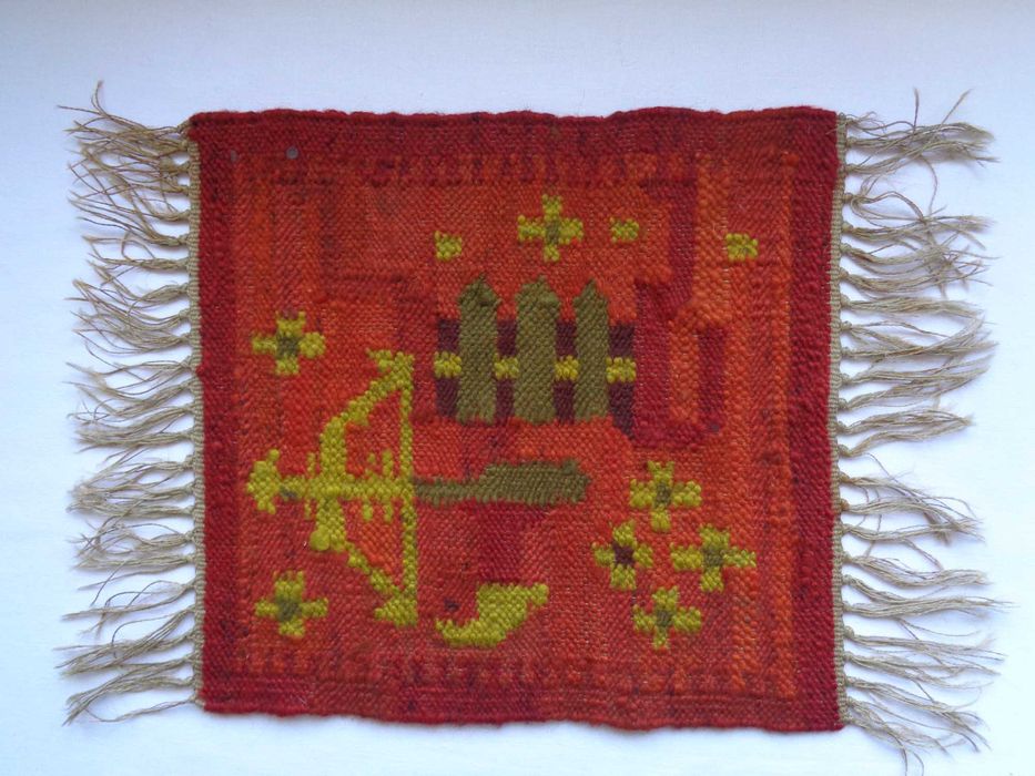 Cepelia ręcznie robiona makatka serweta kilim gobelin Strzelec PRL