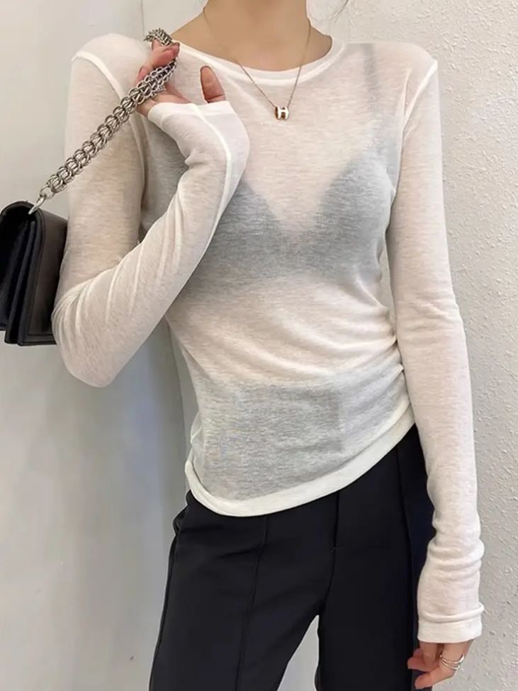 camisola transparente branca