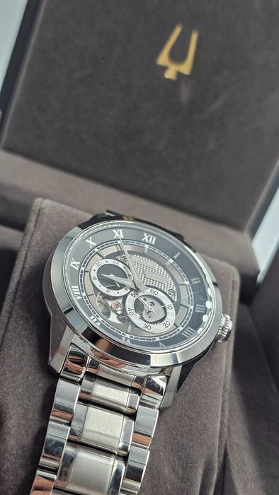 Zegarek męski Bulova Srebrny Automat Open Heart $$$ Drogi $$$