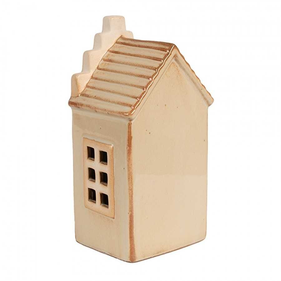 Domek Lampion Porcelanowy LED beżowy /karmelowy h16cm. 6CE1844