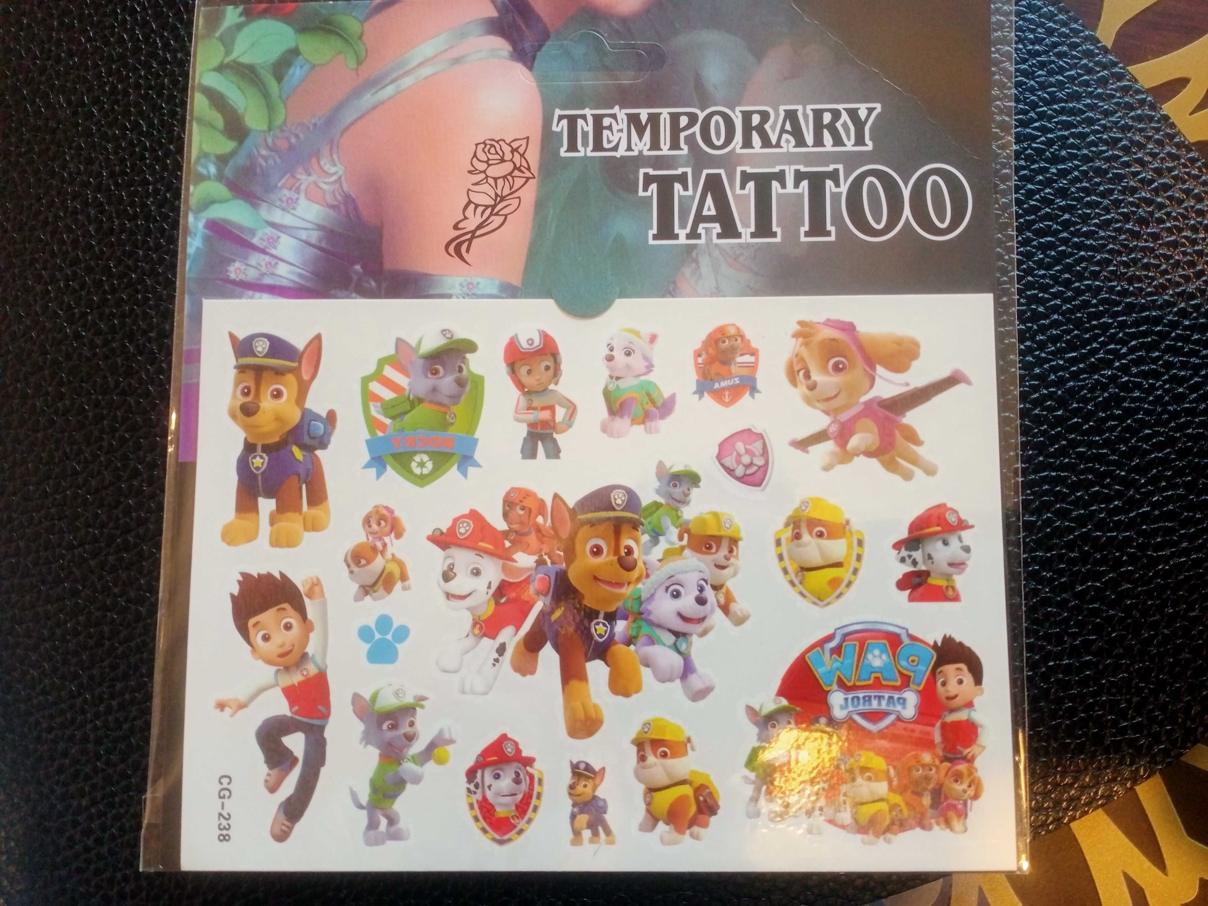 tatuaże Psi Patrol + tatuaże Wednesday Addams dla dzieci wodoodporne