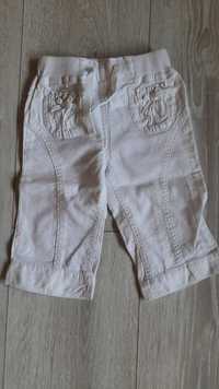 Białe spodnie Mothercare r. 62-68 len-bawełna
