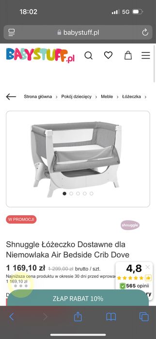 Łóżeczko dostawka Shnuggle