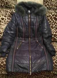 Зимнее пальто, куртка темно-синего цвета, 48 размер