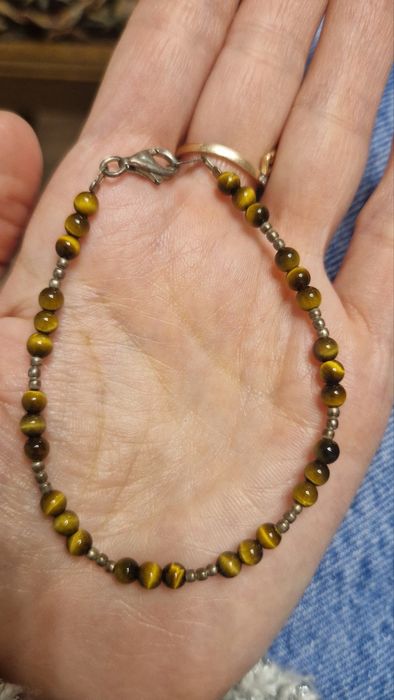 Браслет срібло натуральний камінь тигрове око