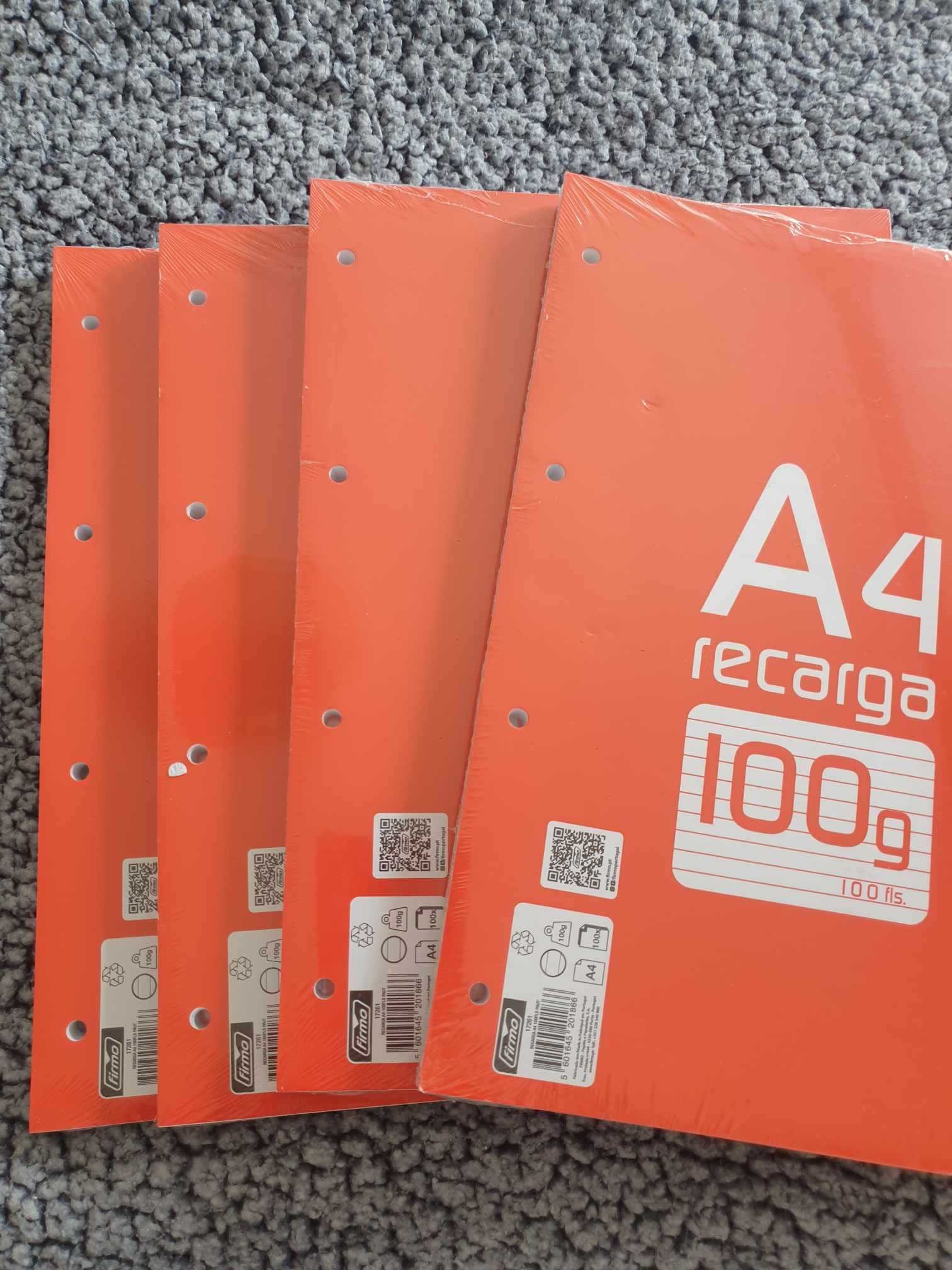 Folhas A4 recarga pautada