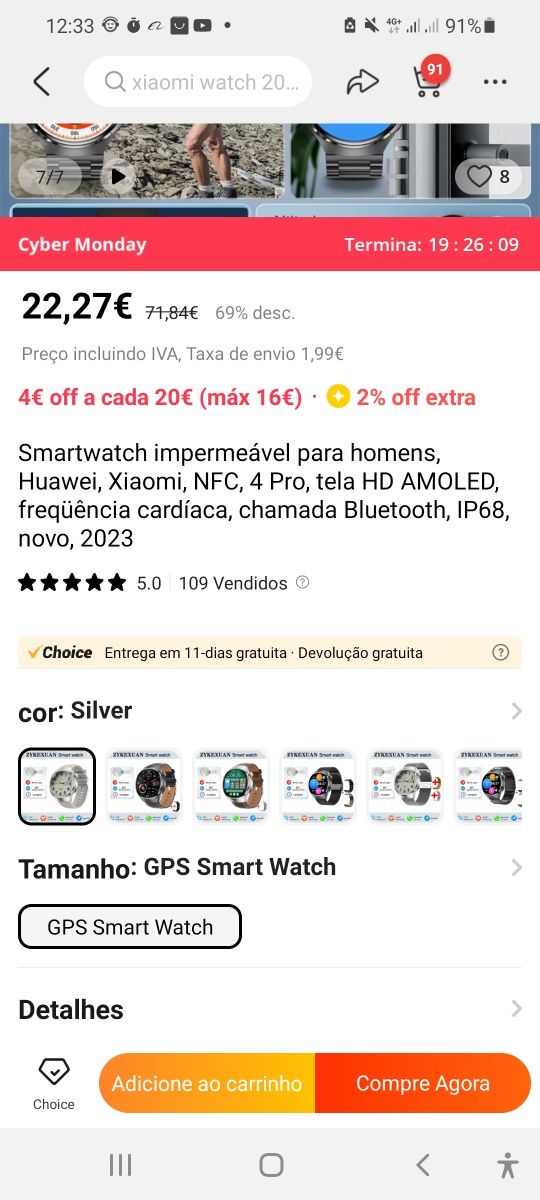 Vendo relogio smartwatch novo alta qualidade