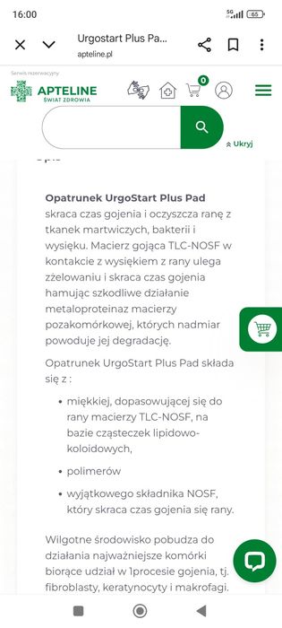 5 sztuk opatrunki na rany odleżyny specjalistyczne Urgo Start Plus