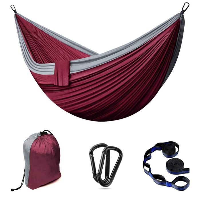 Czerwony Hamak na zewnątrz Hamaki kempingowe 2 osoby 300 x 200 cm