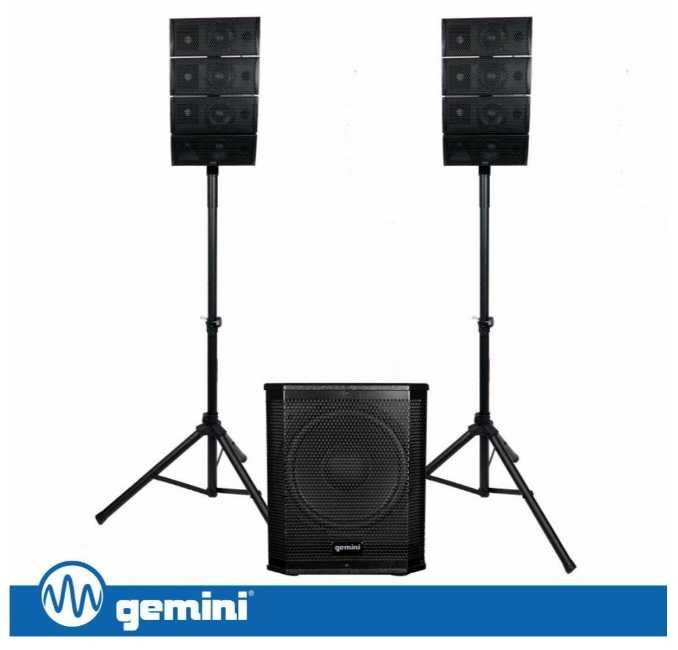 Sistema LINE-ARRAY Ativo 8 Colunas 4x4"+SUB 12" 1000W GEMINI