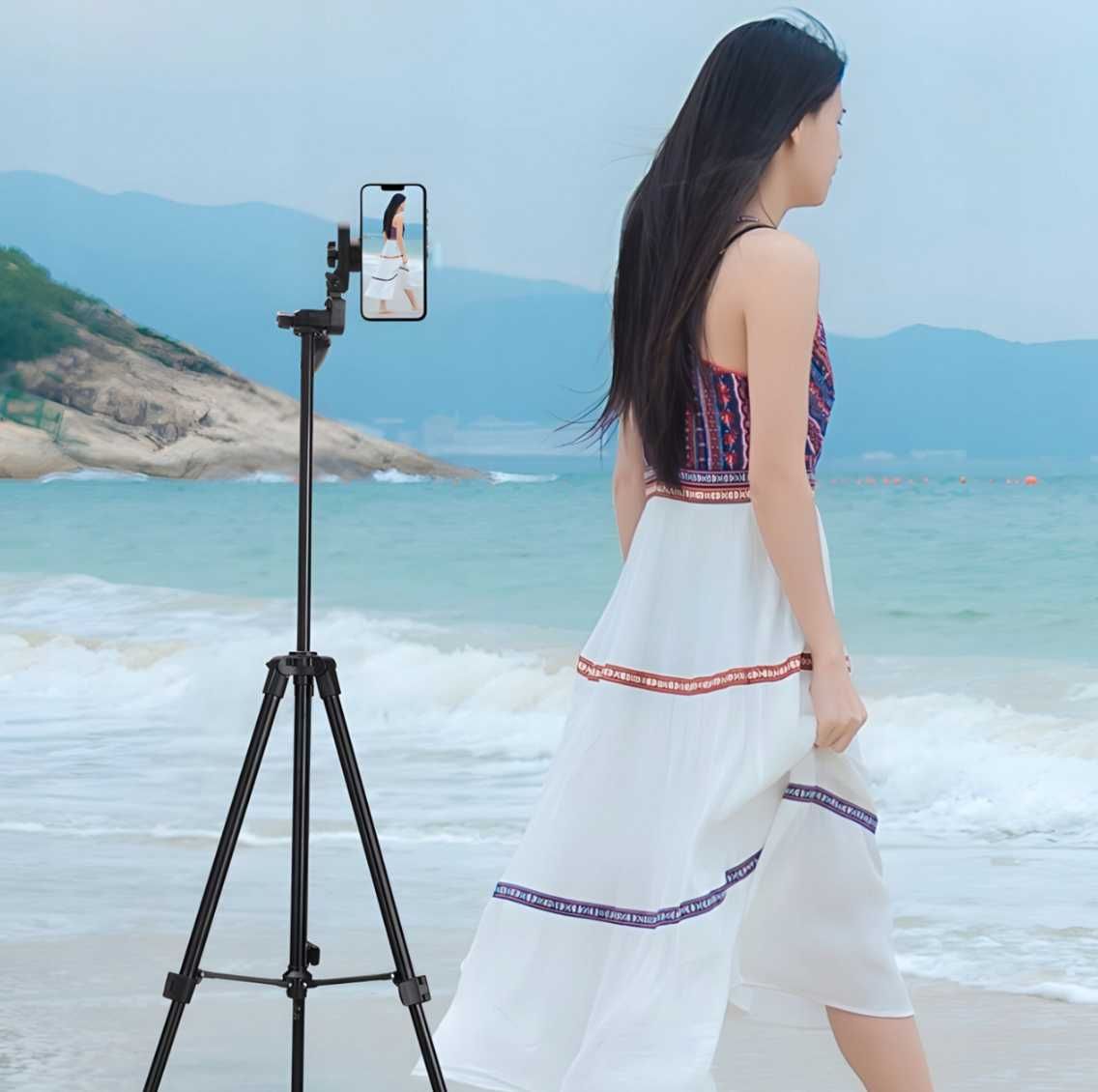 STATYW NA APARAT telefon stojak tripod 103cm uchwyt do zdjęć z pilot l