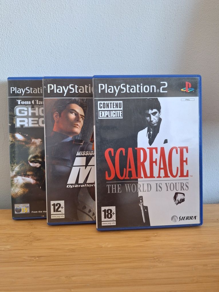 Jogos PS2 - Scarface, Mission Impossible e Ghost Recon.