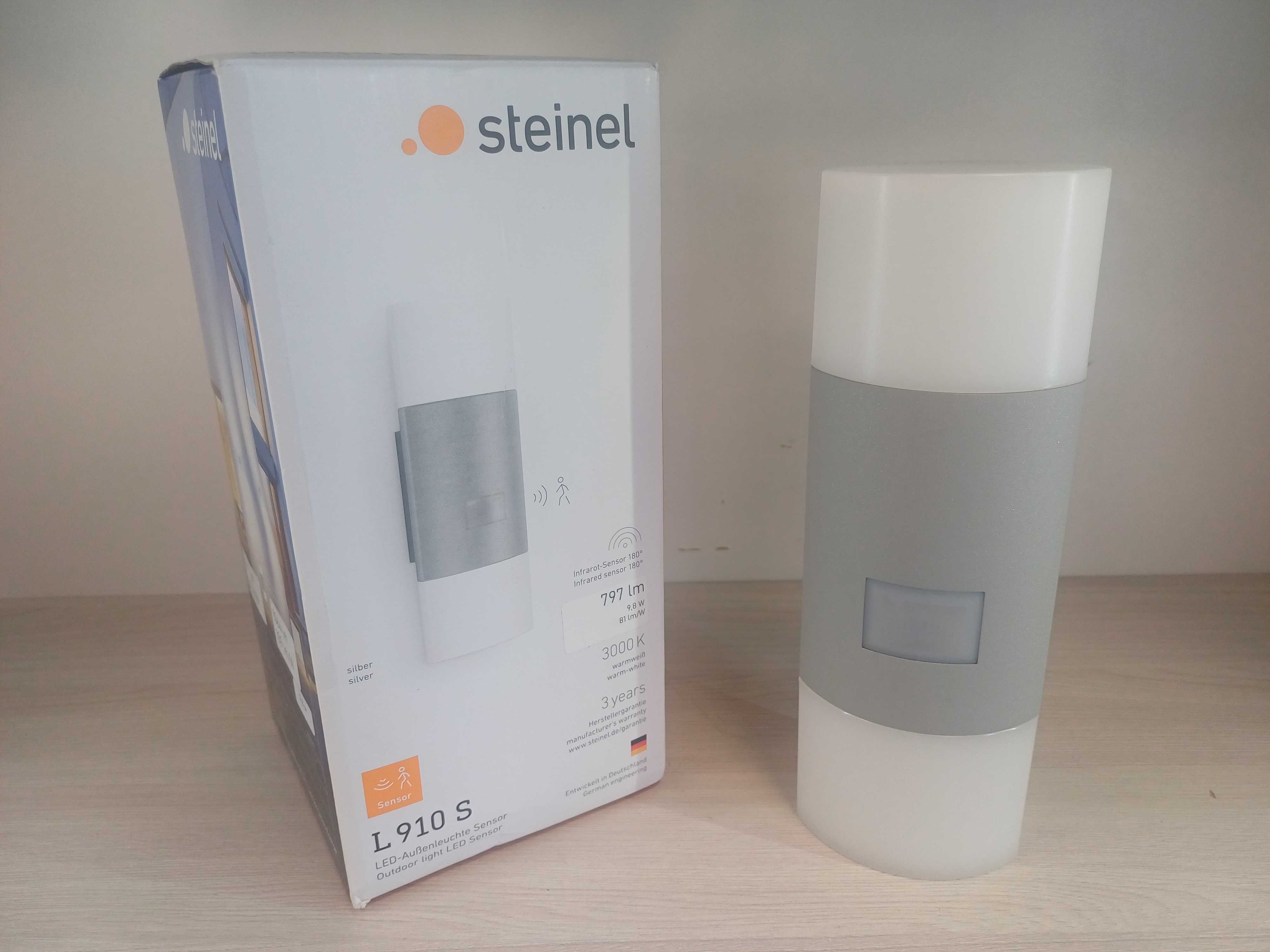 Steinel Lampa zewnętrzna LED L 910 S srebrna, kinkiet LED