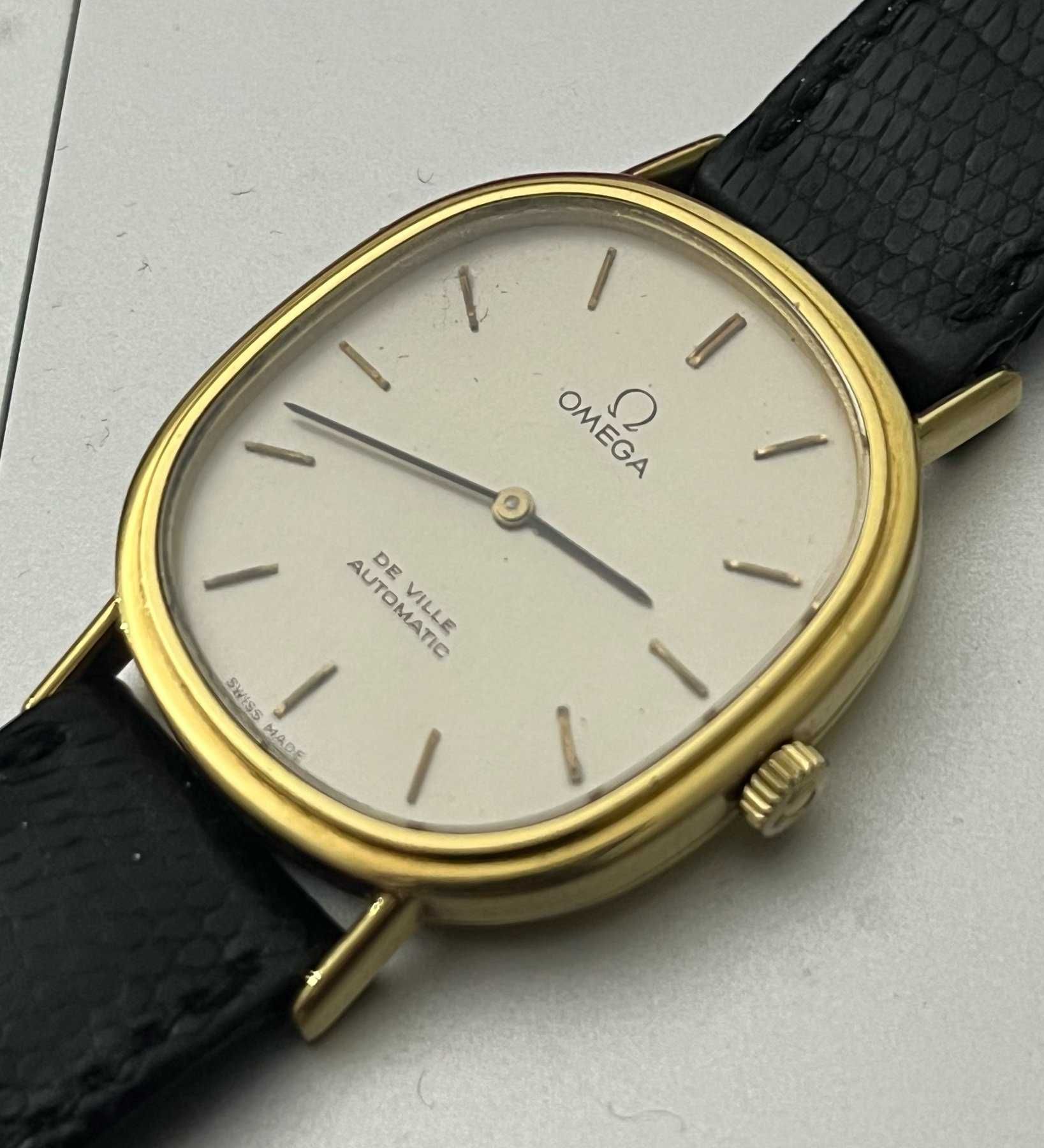złoty zegarek omega de-ville automat 18k