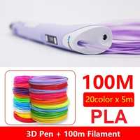 3D-ручка MYRIWELL RP-100B Purple + 100m (20 цветов) PLA пластика