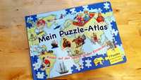 Mein Puzzle Atlas obrazkowy układanki ciekawostki niemiecki bilderbuch