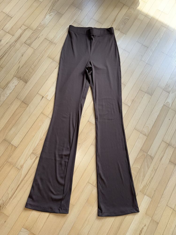 Brązowe legginsy dzwony XS H&M