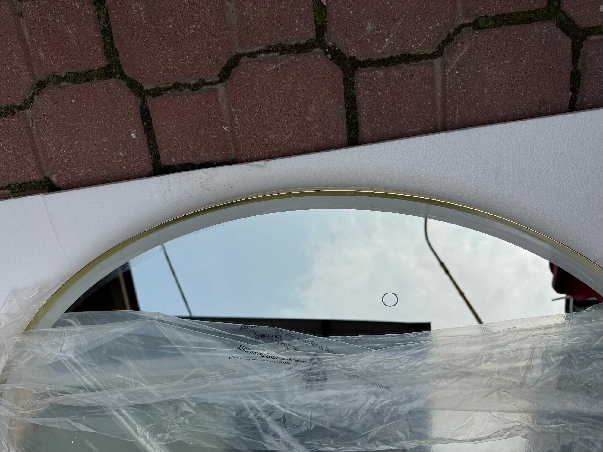 Lustro okrągłe z Led+mata  100 cm rama złoty połysk Corido - 1290 zł