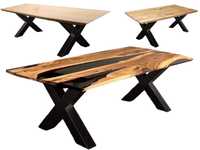Stół ENIGMA żywica drewno metal krzesła do jadalni salonu i ogrodu