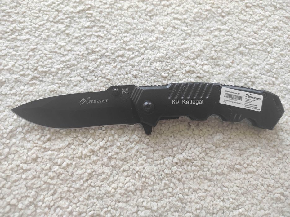 Nóż składany Bergkvist K9 bardzo ostry nóż outdoorowy w matowej czerni