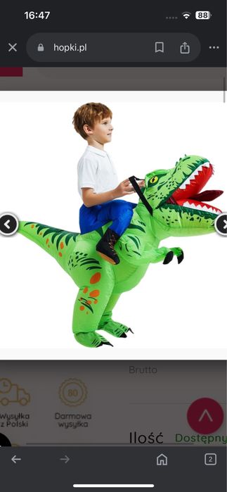 #Kostium Dinozaur#Nadmuchiwany#