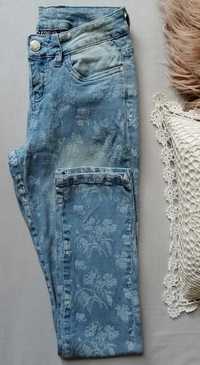 Denim błękitne wąskie spodnie jeansowe rurki cygaretki niebieskie S