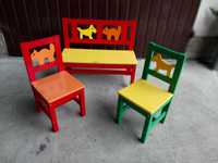 ławka , dwa krzesełka - mebelki dziecięce / 648