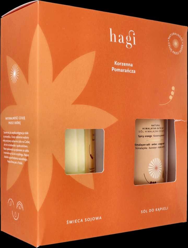 HAGI zestaw świeca sojowa + sól himalajska do kąpieli