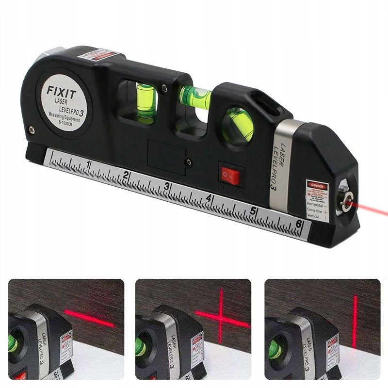 Poziomica laserowa pro led z miarą 250 cm baterie