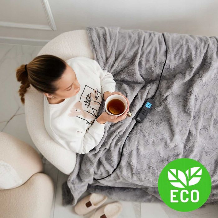 Електроковдра Yoer Bero EB01G 180х160, електроплед з підігрівом, сіра