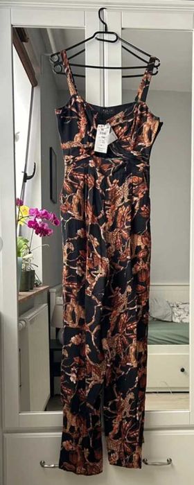 Kombinezon Mohito czarny brązowy zwierzęcy print S 36 NOWY