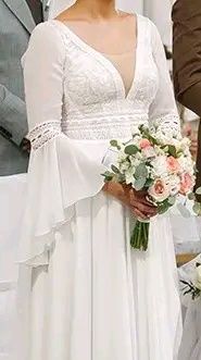 Boho Suknia Ślubna (36?) 164+6cm obcas wesele ślub suknia