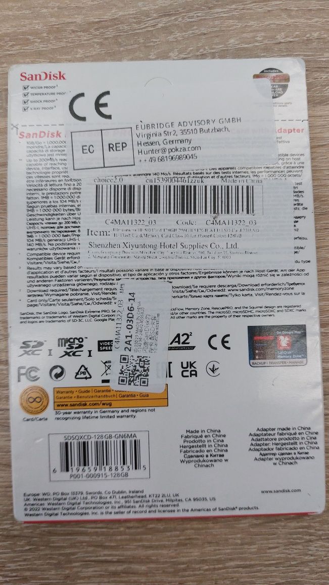Карти пам'яті SanDisk 128 GB microSDXC UHS U3 Extreme Pro+SD Adapter