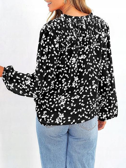 Koszula z szyfonu z długim rękawem dekoltem w serek Bluzki boho xL