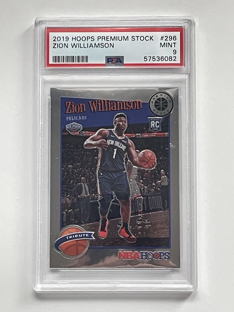 Zion Williamson karta NBA Hoops Premium Stock Tribute Grading PSA 9