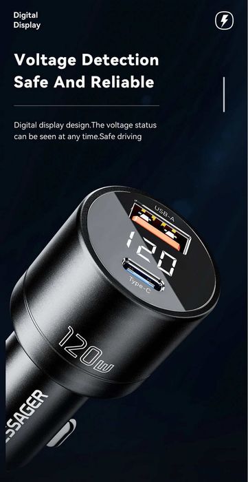 Автомобильное зарядное устройство для Essager 120W PD 20В 5А