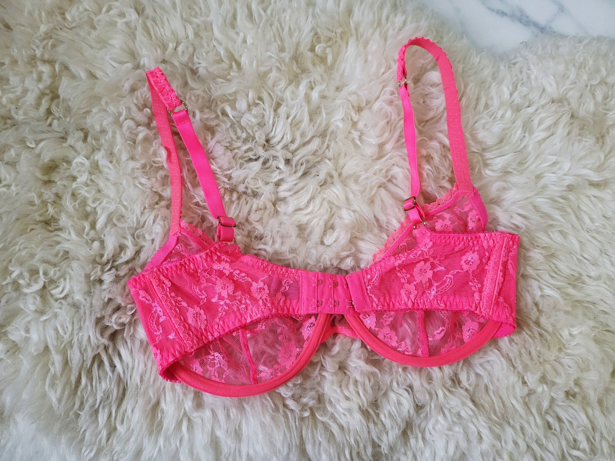 Agent Provocateur Sexy różowy neonowy koronkowy stanik 70E