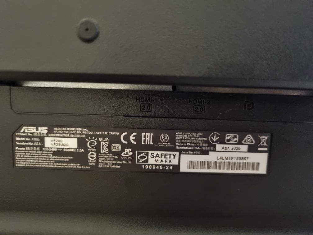 Monitor Asus 28" 4k VP28UQG
