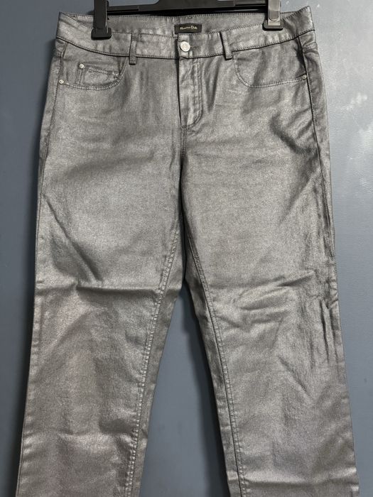 Spodnie Massimo Dutti woskowane metaliczne szare 42