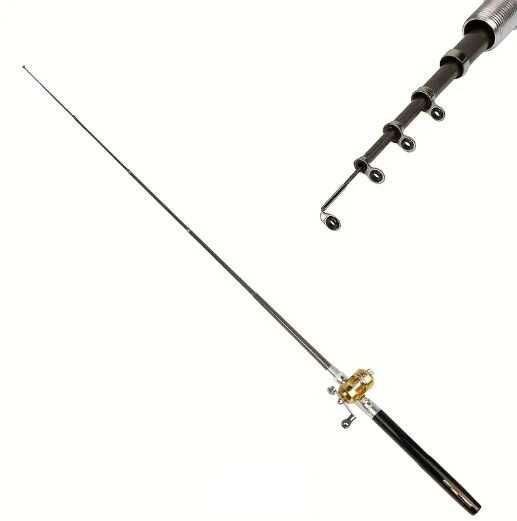 Nowa wędka składana kieszonkowa z kołowrotkiem