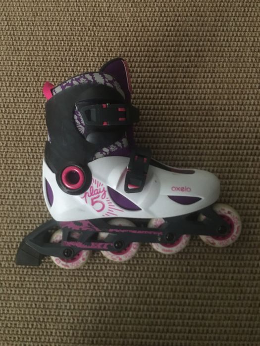 Patins em Linha rosa e roxos RollerBlade como novo