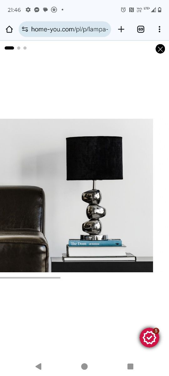 Cena za 2szt  Home&You lampy welur Glamour lampka nocna stołowa Isleen